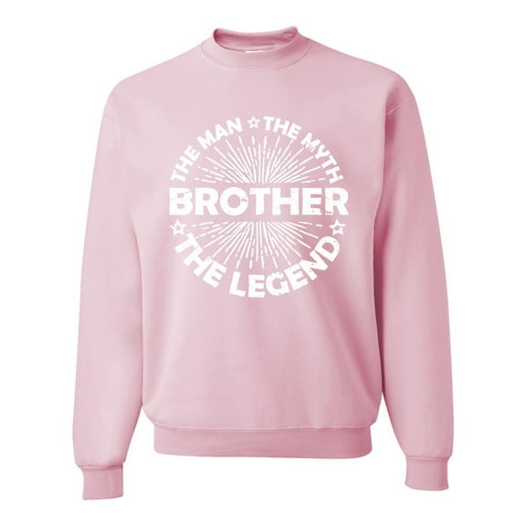 Wild Bobby, Brother Man Myth Legend Funny Dad, Father's Day, Unisex Crewneck Graphic Sweatshirt, Light Pink, XX-Large