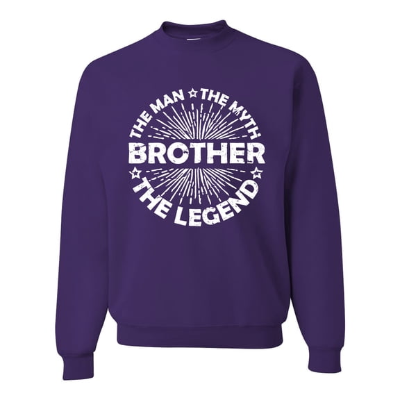 Wild Bobby, Brother Man Myth Legend Funny Dad, Father's Day, Unisex Crewneck Graphic Sweatshirt, Purple, X-Large