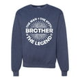 thumbnail image 1 of Wild Bobby, Brother Man Myth Legend Funny Dad, Father's Day, Unisex Crewneck Graphic Sweatshirt, Vintage Heather Navy, X-Large, 1 of 4