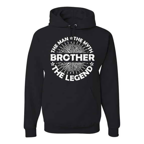 Wild Bobby, Brother Man Myth Legend Funny Dad, Father's Day, Unisex Graphic Hoodie Sweatshirt, Black, Small