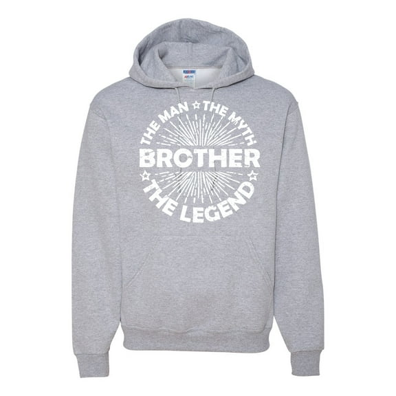 Wild Bobby, Brother Man Myth Legend Funny Dad, Father's Day, Unisex Graphic Hoodie Sweatshirt, Heather Grey, Small