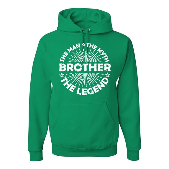 Wild Bobby, Brother Man Myth Legend Funny Dad, Father's Day, Unisex Graphic Hoodie Sweatshirt, Kelly, 3X-Large