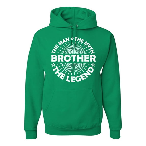 Wild Bobby, Brother Man Myth Legend Funny Dad, Father's Day, Unisex Graphic Hoodie Sweatshirt, Kelly, XX-Large