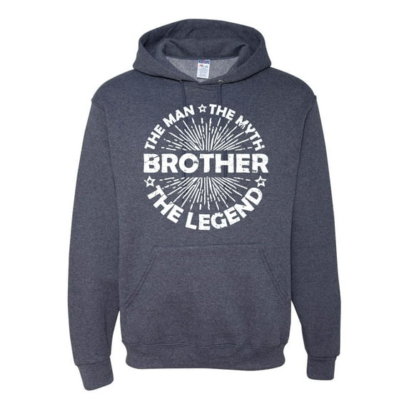 Wild Bobby, Brother Man Myth Legend Funny Dad, Father's Day, Unisex Graphic Hoodie Sweatshirt, Vintage Heather Navy, Medium
