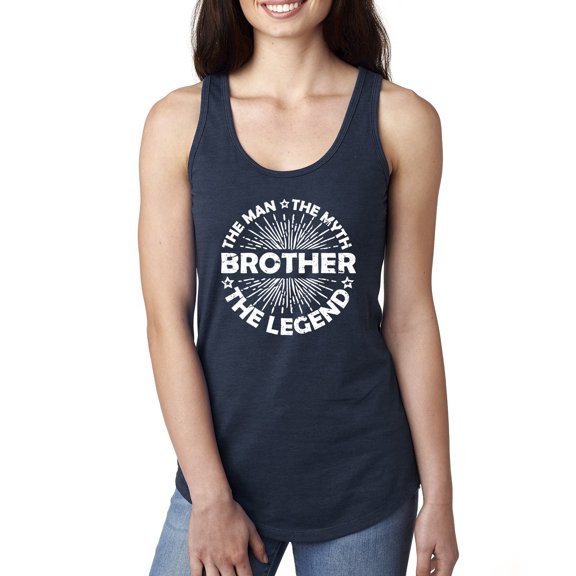 Wild Bobby, Brother Man Myth Legend Funny Dad, Father's Day, Women Racerback Tank Top, Navy, Large