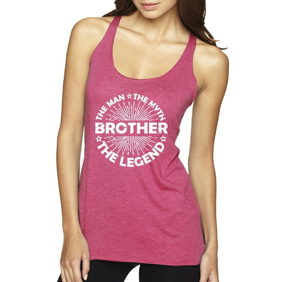 Wild Bobby, Brother Man Myth Legend Funny Dad, Father's Day, Women Tri-Blend Racerback Tank Top, Vintage Pink, Small