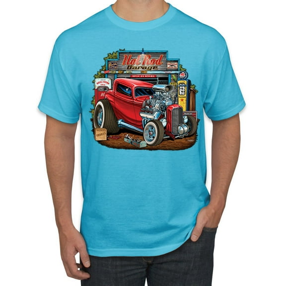 Wild Bobby, Brotherhood Biker Motorcycles Cross and Skull Pop Culture Men's Graphic T-Shirt, Light Turquoise, 4XL