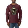 thumbnail image 1 of Wild Bobby, Brotherhood Biker Motorcycles Cross and Skull Pop Culture Mens Long Sleeve Shirt, Maroon, 3XL, 1 of 3