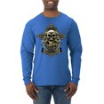 thumbnail image 1 of Wild Bobby, Brotherhood Biker Motorcycles Cross and Skull Pop Culture Mens Long Sleeve Shirt, Royal, 2XL, 1 of 3