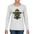 thumbnail image 1 of Wild Bobby, Brotherhood Biker Motorcycles Cross and Skull Pop Culture Womens Graphic Long Sleeve T-Shirt, White, Small, 1 of 3