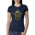 thumbnail image 1 of Brotherhood Biker Motorcycles Cross and Skull Pop Culture Womens Slim Fit Junior Tee, Navy, Large, 1 of 3