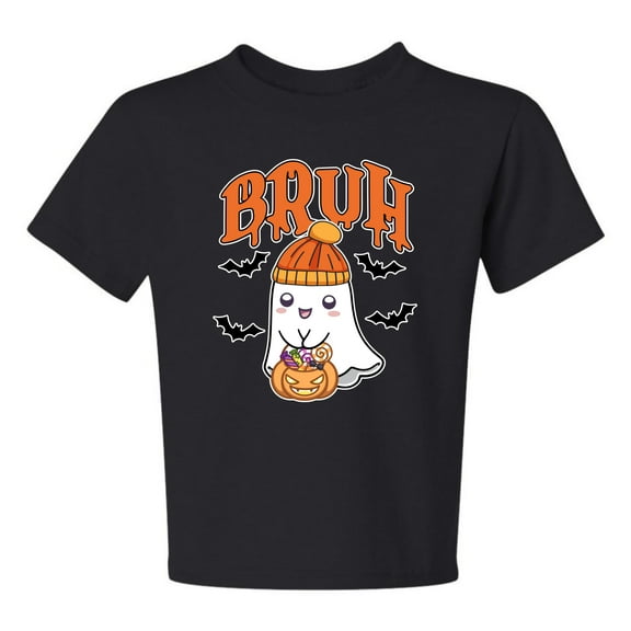 Wild Bobby Bruh Cute Funny Ghost Trick or Treat Candy | Unisex Kids Halloween Fall DIY Costume Design Ideas Ages 3 to 10, Trick or Treating Unisex Boys Girls Graphic Youth T-Shirt