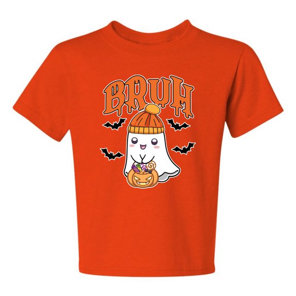 Wild Bobby Bruh Cute Funny Ghost Trick or Treat Candy | Unisex Kids Halloween Fall DIY Costume Design Ideas Ages 3 to 10, Trick or Treating Unisex Boys Girls Graphic Youth T-Shirt