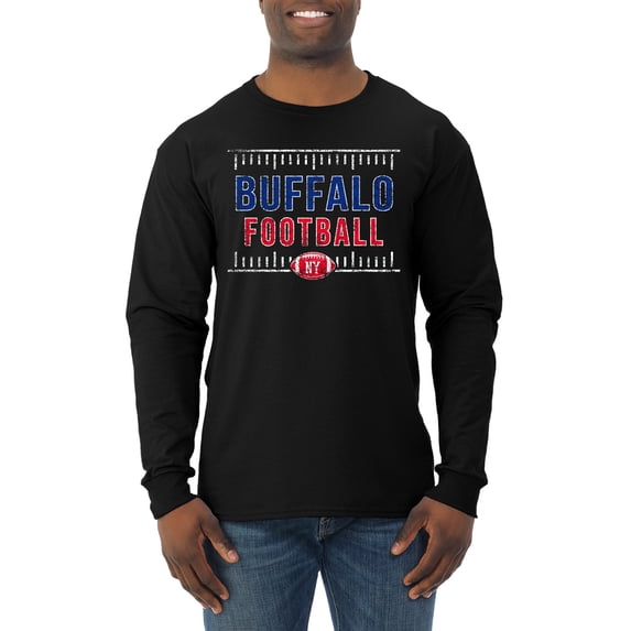 Wild Bobby Buffalo BUF Hometown City Football Fan Pride Sports Men's Long Sleeve T-Shirt, Black, X-Large
