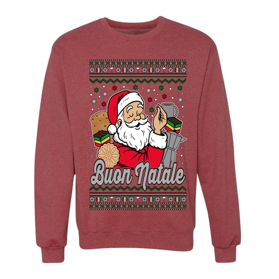 Wild Bobby Buon Natale, Italian Santa Claus, Funny, Italian American Humor Sweater | Holiday Unisex Crewneck Sweatshirt