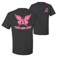 thumbnail image 1 of Wild Bobby, Butterfly Pink Ribbon Faith Hope Love, Breast Cancer Awareness, Front and Back Men Graphic Tee, Charcoal, 5X-Large, 1 of 4