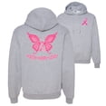 thumbnail image 1 of Wild Bobby, Butterfly Pink Ribbon Faith Hope Love, Breast Cancer Awareness, Front and Back Unisex Graphic Hoodie Sweatshirt, Heather Grey, Medium, 1 of 4