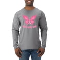 thumbnail image 1 of Wild Bobby, Butterfly Pink Ribbon Faith Hope Love, Breast Cancer Awareness, Men Long Sleeve Shirt, Heather Grey, Small, 1 of 5