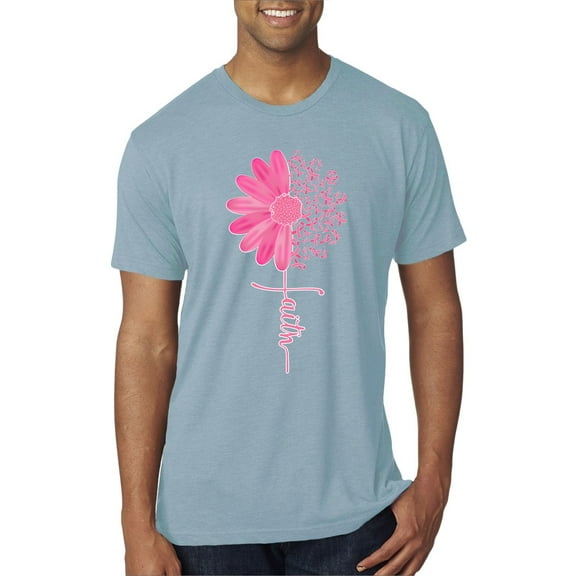 Wild Bobby, Butterfly Pink Ribbon Faith Hope Love, Breast Cancer Awareness, Men Premium Tri Blend Tee, Denim, Medium