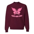 thumbnail image 1 of Wild Bobby, Butterfly Pink Ribbon Faith Hope Love, Breast Cancer Awareness, Unisex Crewneck Graphic Sweatshirt, Maroon, XX-Large, 1 of 5