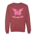 thumbnail image 1 of Wild Bobby, Butterfly Pink Ribbon Faith Hope Love, Breast Cancer Awareness, Unisex Crewneck Graphic Sweatshirt, Vintage Heather Red, XX-Large, 1 of 5