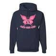 thumbnail image 1 of Wild Bobby, Butterfly Pink Ribbon Faith Hope Love, Breast Cancer Awareness, Unisex Graphic Hoodie Sweatshirt, Navy, Small, 1 of 5