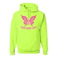 thumbnail image 1 of Wild Bobby, Butterfly Pink Ribbon Faith Hope Love, Breast Cancer Awareness, Unisex Graphic Hoodie Sweatshirt, Safety Green, Large, 1 of 5