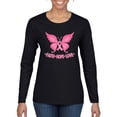 thumbnail image 1 of Wild Bobby, Butterfly Pink Ribbon Faith Hope Love, Breast Cancer Awareness, Women Graphic Long Sleeve Tee, Black, Small, 1 of 5