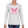 thumbnail image 1 of Wild Bobby, Butterfly Pink Ribbon Faith Hope Love, Breast Cancer Awareness, Women Graphic Long Sleeve Tee, White, XX-Large, 1 of 5