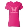 thumbnail image 1 of Wild Bobby, Butterfly Pink Ribbon Faith Hope Love, Breast Cancer Awareness, Women Graphic Tee, Fuschia, Medium, 1 of 5