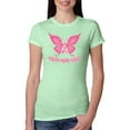 thumbnail image 1 of Wild Bobby, Butterfly Pink Ribbon Faith Hope Love, Breast Cancer Awareness, Women Slim Fit Junior Tee, Mint, XX-Large, 1 of 5
