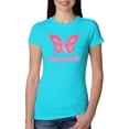 thumbnail image 1 of Wild Bobby, Butterfly Pink Ribbon Faith Hope Love, Breast Cancer Awareness, Women Slim Fit Junior Tee, Tahiti Blue, XX-Large, 1 of 5