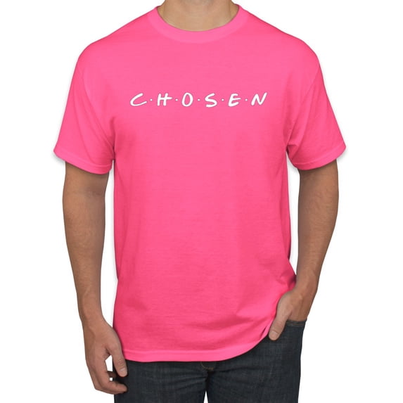 Wild Bobby C H O S E N Inspirational/Christian Men Graphic Tee, Neon Pink, 3X-Large