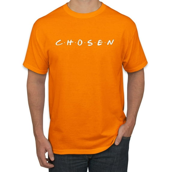 Wild Bobby C H O S E N Inspirational/Christian Men Graphic Tee, Orange, Medium