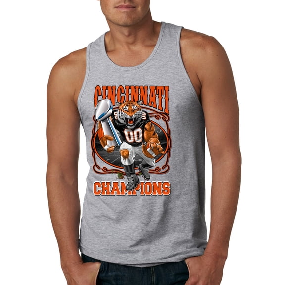 Wild Bobby CIN Fantasy Sports Men Graphic Tank Top, Heather Grey, X-Large