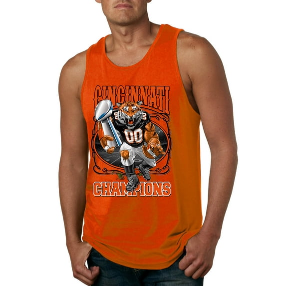 Wild Bobby CIN Fantasy Sports Men Graphic Tank Top, Orange, XX-Large