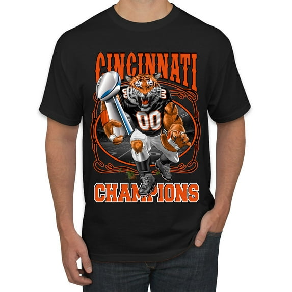 Wild Bobby CIN Fantasy Sports Men Graphic Tee, Black, 3X-Large