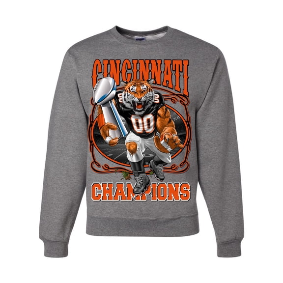 Wild Bobby CIN Fantasy Sports Unisex Crewneck Graphic Sweatshirt, Heather Grey, Large