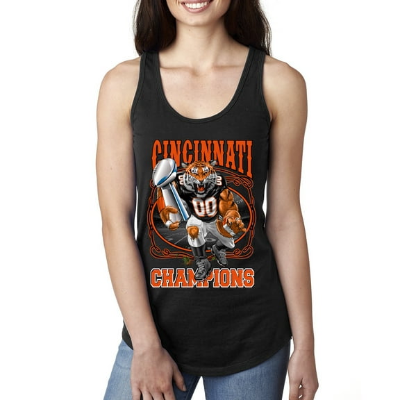 Wild Bobby CIN Fantasy Sports Women Racerback Tank Top, Black, X-Large