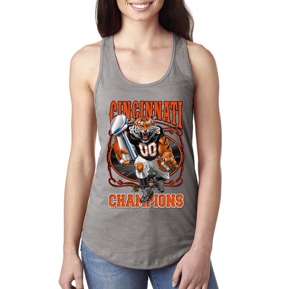 Wild Bobby CIN Fantasy Sports Women Racerback Tank Top, Heather Grey, Medium