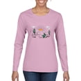 thumbnail image 1 of Wild Bobby Cactus Desert Sunset Nature Lover Women Graphic Long Sleeve Tee, Light Pink, Medium, 1 of 1