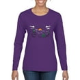 thumbnail image 1 of Wild Bobby Cactus Desert Sunset Nature Lover Women Graphic Long Sleeve Tee, Purple, Medium, 1 of 1