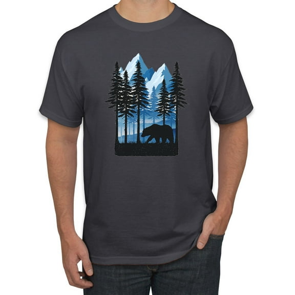 Wild Bobby, California Cali Bear Redwoods, Animal Lover, Men Graphic Tees, Charcoal, Medium