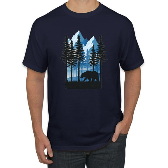 Wild Bobby, California Cali Bear Redwoods, Animal Lover, Men Graphic Tees, Navy, Small