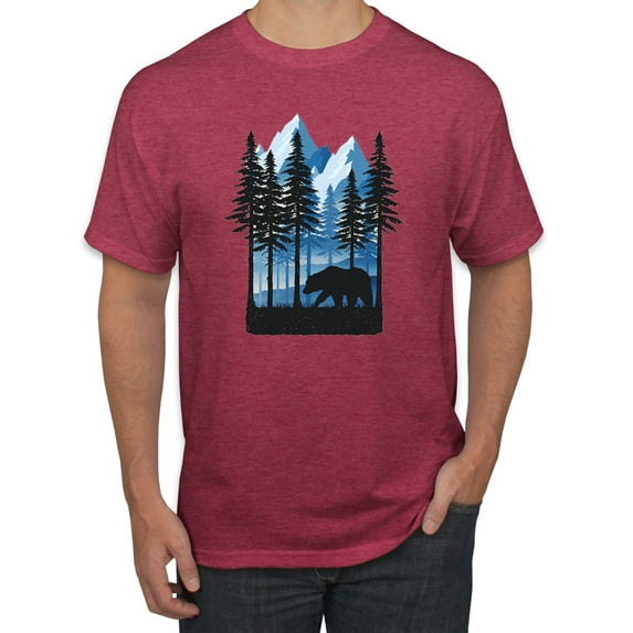 Wild Bobby, California Cali Bear Redwoods, Animal Lover, Men Graphic Tees, Vintage Heather Red, Small