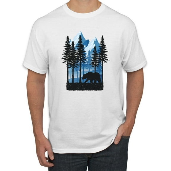 Wild Bobby, California Cali Bear Redwoods, Animal Lover, Men Graphic Tees, White, Small