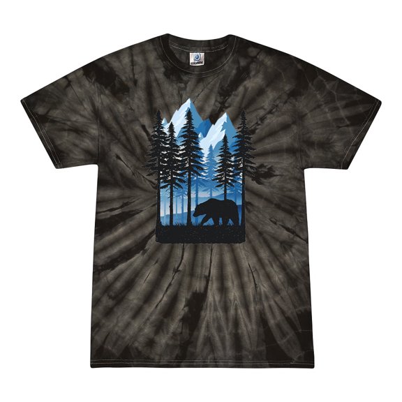 Wild Bobby, California Cali Bear Redwoods, Animal Lover, Tie-Dye Tees, Spiral Black, Small