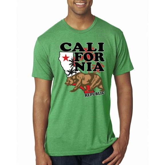 Wild Bobby, California Republic Cali Bear Pop Culture Mens Premium Tri Blend T-Shirt, Envy, Small