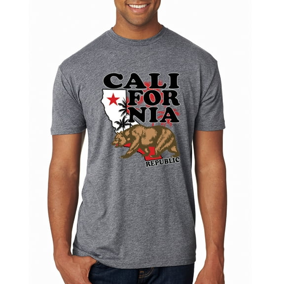 Wild Bobby, California Republic Cali Bear Pop Culture Mens Premium Tri Blend T-Shirt, Premium Heather, X-Large