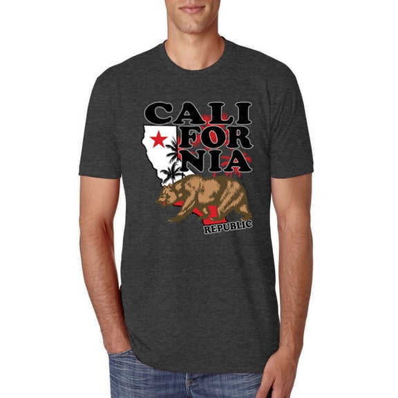 Wild Bobby, California Republic Cali Bear Pop Culture Mens Premium Tri Blend T-Shirt, Vintage Black, Large